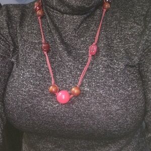 Chic Pink and Brown Beaded Necklace